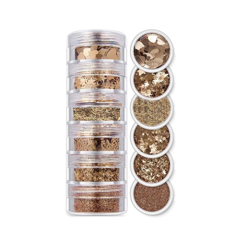 6 In 1 Glitter & Chunks Champagne Sg10